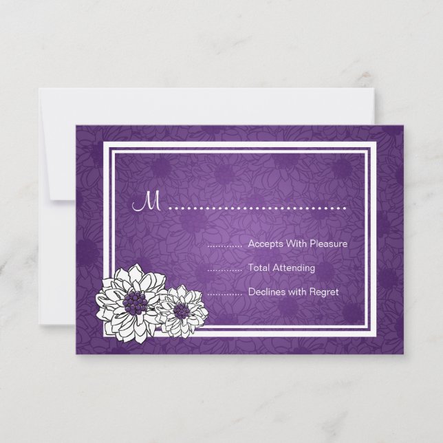 Elegant Wedding RSVP Dahlia Floral Purple (Front)