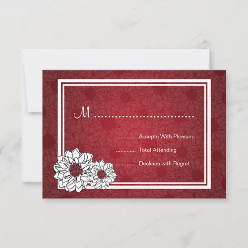 Elegant Wedding RSVP Dahlia Floral Red