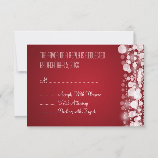 Elegant Wedding RSVP Dotted Red Card (Front)