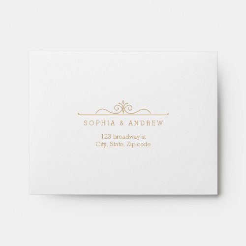 Elegant wedding RSVP Envelope  gold damask Liner
