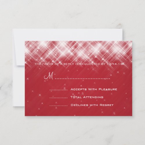 Elegant Wedding RSVP Glamorous Sparks  Red