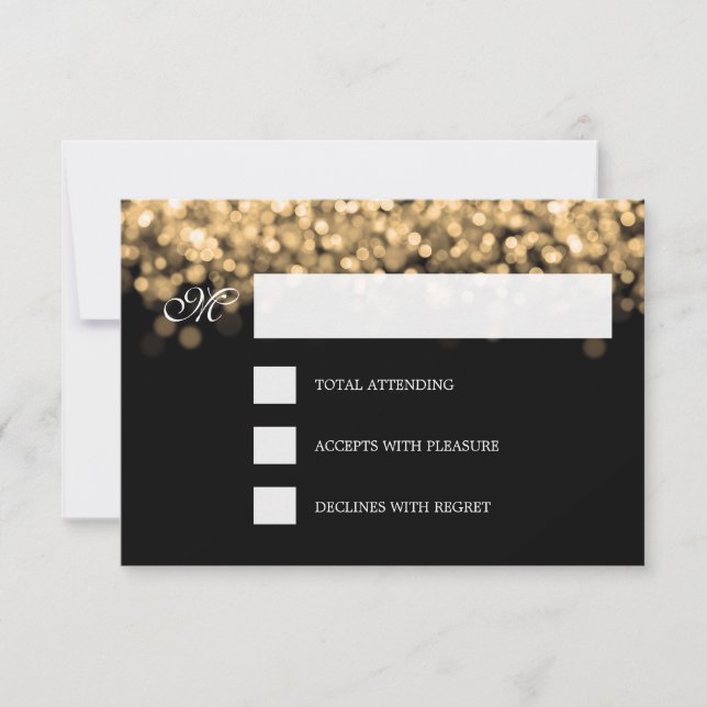 Elegant Wedding RSVP Gold Lights CUSTOM Card (Front)