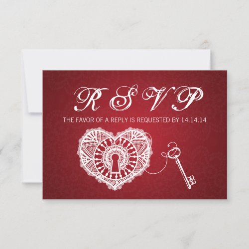 Elegant Wedding RSVP Key To My Heart Red