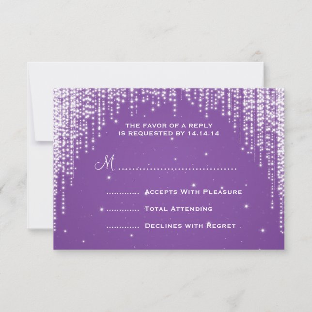 Elegant Wedding RSVP Night Dazzle Black (Front)