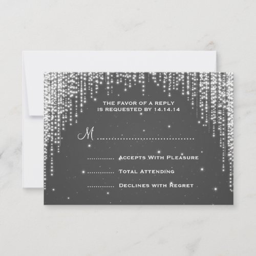 Elegant Wedding RSVP Night Dazzle Black