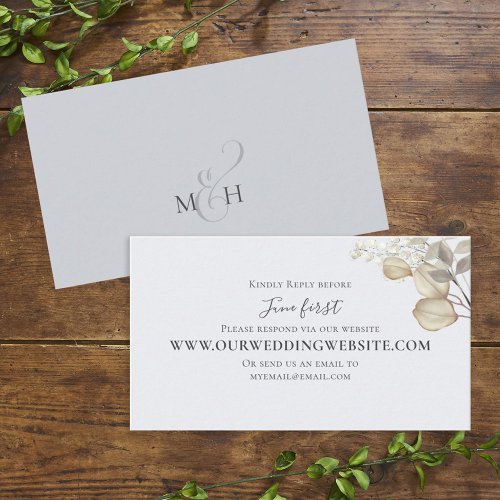 Elegant Wedding RSVP Online Light Blue Floral Enclosure Card