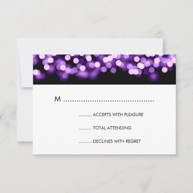Elegant Wedding RSVP Purple Hollywood Glam Card (Front)
