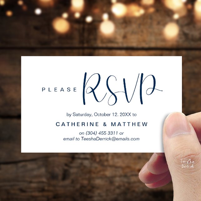  Elegant "Wedding RSVP" Reminder Details Enclosure Card (Elegant "Wedding RSVP" Reminder Details Enclosure Card Navy Blue)