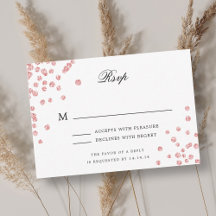 Elegant Wedding RSVP Rose Gold Champagne Confetti 