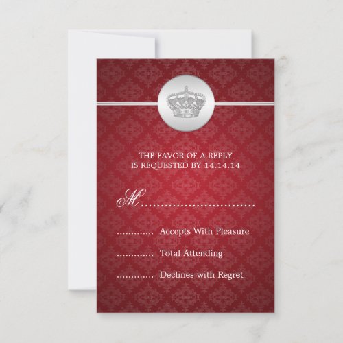 Elegant Wedding RSVP Royal Crown Red