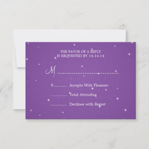Elegant Wedding RSVP Sparkling Chain Purple