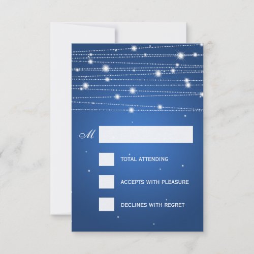 Elegant Wedding RSVP Sparkling Lines Sapphire Blue