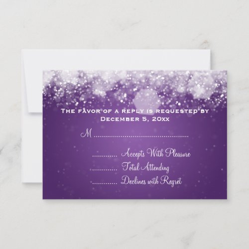 Elegant Wedding RSVP Sparkling Night Purple
