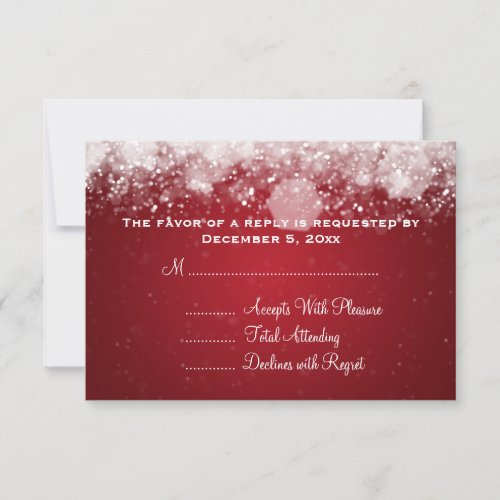 Elegant Wedding RSVP Sparkling Night Red