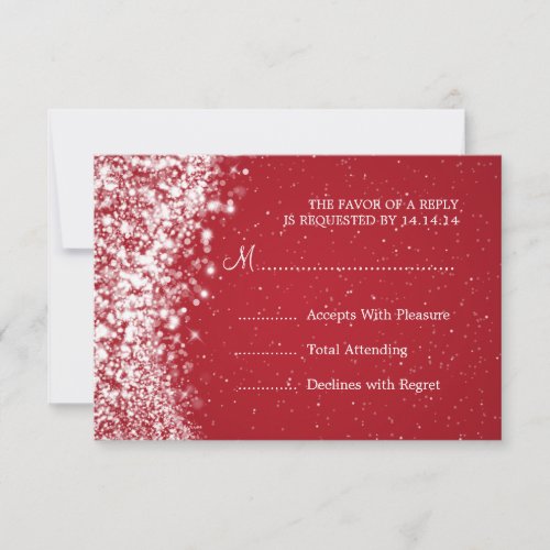 Elegant Wedding RSVP Sparkling Wave Red