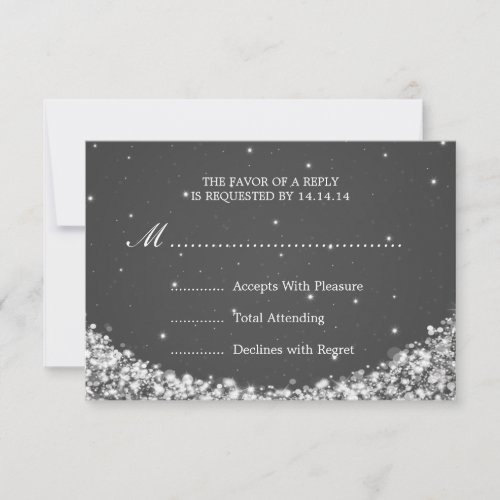 Elegant Wedding RSVP Star Sparkle Black