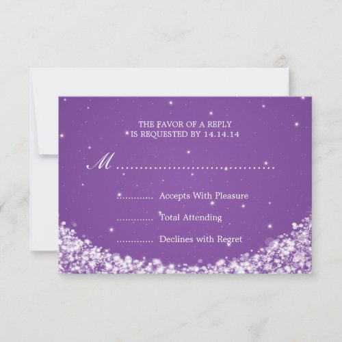 Elegant Wedding RSVP Star Sparkle Purple