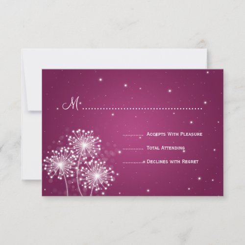 Elegant Wedding RSVP Summer Sparkle Merlot Pink