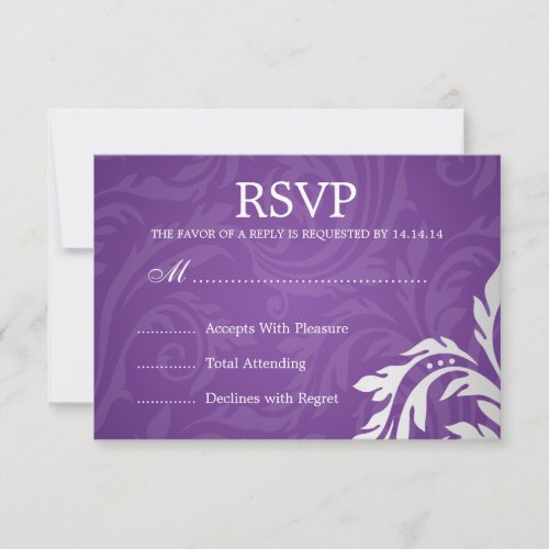 Elegant Wedding RSVP Swirly Flourish Purple