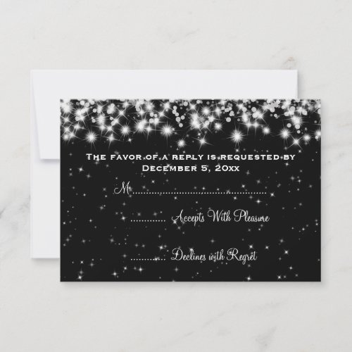 Elegant Wedding RSVP Winter Sparkle Black