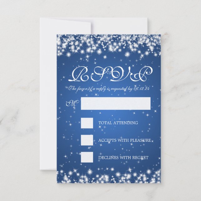 Elegant Wedding RSVP Winter Sparkle Blue (Front)