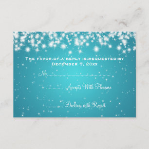 Elegant Wedding RSVP Winter Sparkle Blue