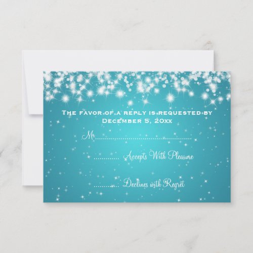 Elegant Wedding RSVP Winter Sparkle Blue