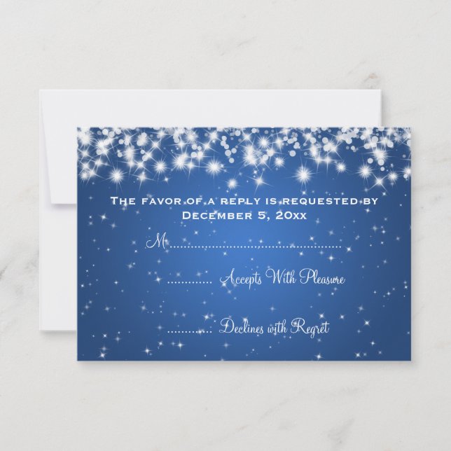 Elegant Wedding RSVP Winter Sparkle Blue (Front)