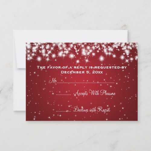 Elegant Wedding RSVP Winter Sparkle Red