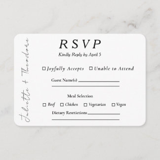 Elegant Wedding RSVP with Entree Selection Card