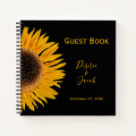 Elegant Wedding Rustic Yellow Black Sunflower Notebook at Zazzle