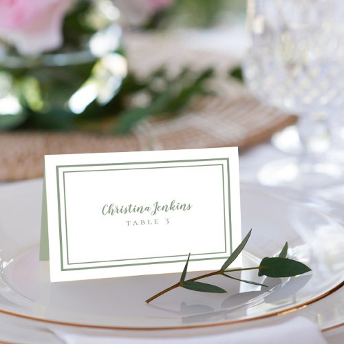 Elegant Wedding Sage Green Custom Guest Place Card