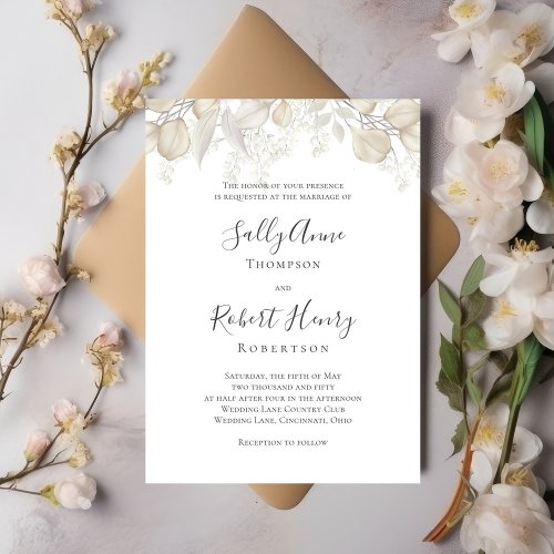 Elegant Wedding Sage Greenery Calligraphy Script Invitation