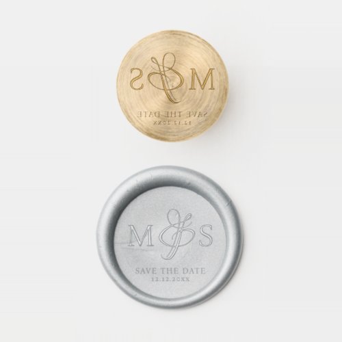 Elegant Wedding Save The Date Ampersand Monogram Wax Seal Stamp