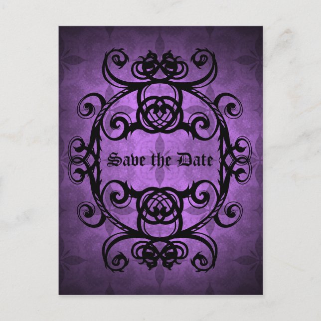 Elegant wedding save the date announcement postcard (Front)