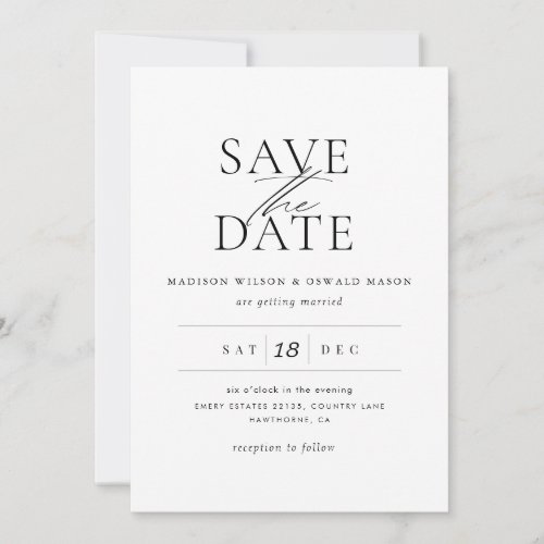 Elegant Wedding Save the Date Classic Invitation