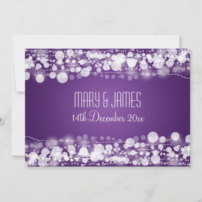 Elegant Wedding Save The Date Dotted Purple (Front)