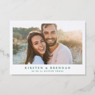 elegant wedding save the date hunter green letterpress photo cards