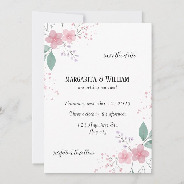 Elegant Wedding save the date Invitation (Front)