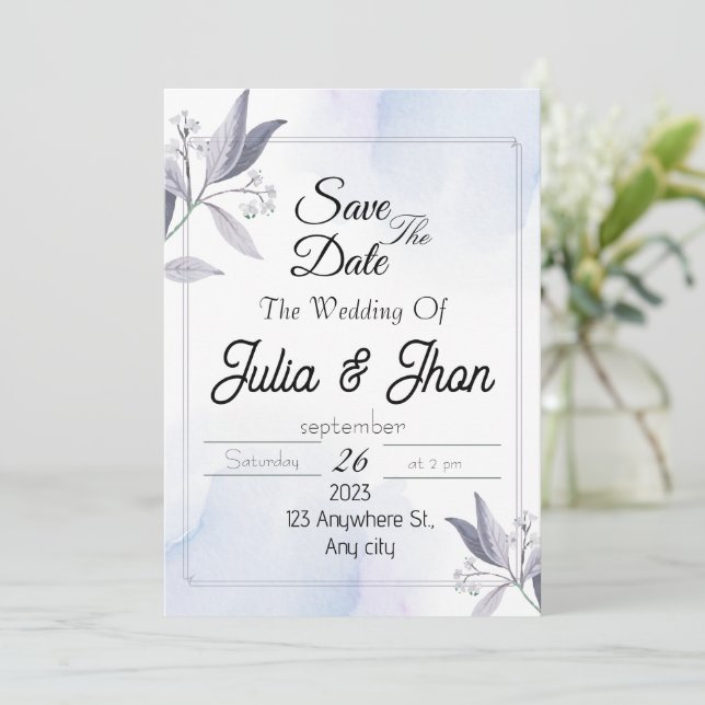 Elegant Wedding save the date Invitation (Standing Front)