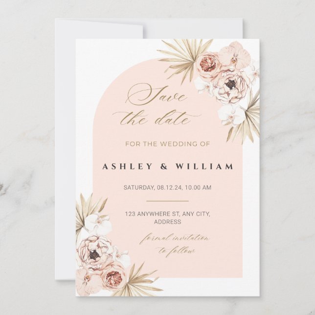 Elegant wedding save the date invitation template (Front)