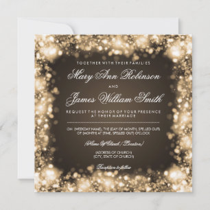 Elegant Wedding Save The Date Lights Gold