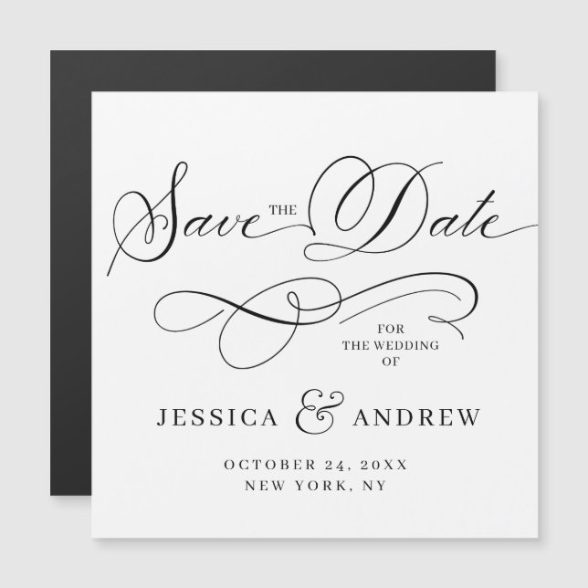 Elegant Wedding Save the Date Magnetic Card (Front/Back)