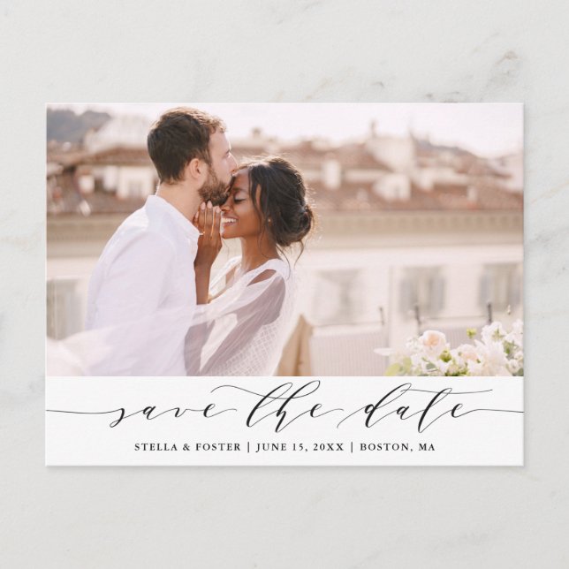 Elegant Wedding Save the Date Photo Announcement Postcard (Front)
