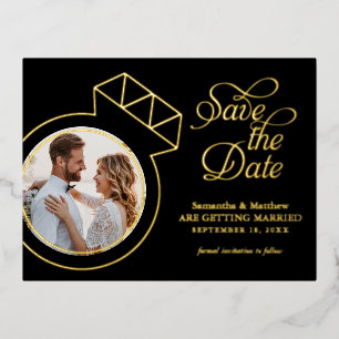 Elegant Wedding Save the Date Photo  Foil Invitation Postcard