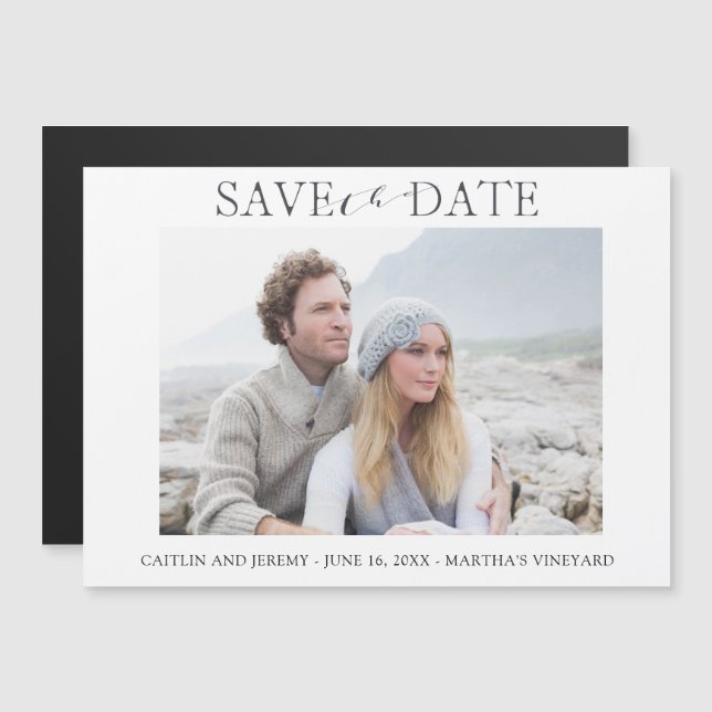 Elegant Wedding Save the Date Photo Magets Magnetic Invitation (Front/Back)