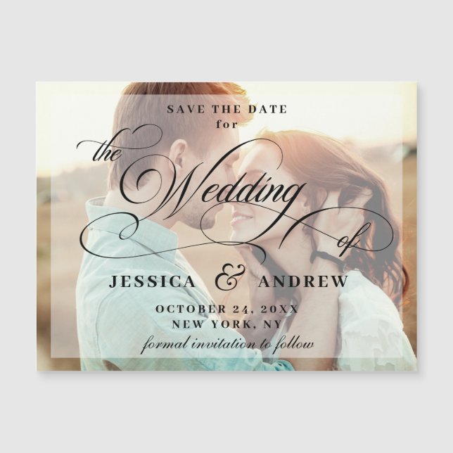 Elegant Wedding Save the Date PHOTO Magnetic Card (Front)