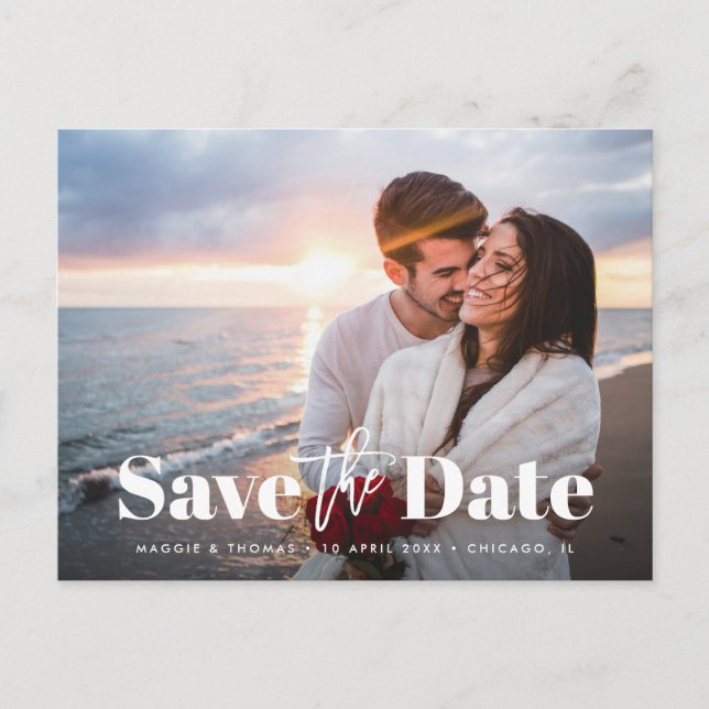 Elegant wedding save the date postcard (Front)