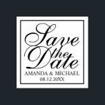 Elegant Wedding Save the Date Rubber Stamp<br><div class="desc">Elegant Wedding Save the Date Rubber Stamp
featuring phrase "Save the Date" in elegant calligraphy font style with name and date in classic serif font style with square border.</div>