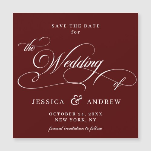 Elegant Wedding Save the Date Simple Magnetic Card